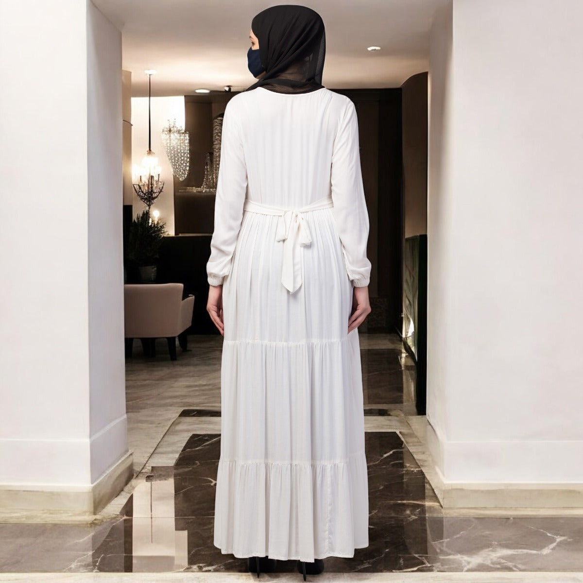 Multi Layered Abaya Dress In Rayon Fabric For Summers