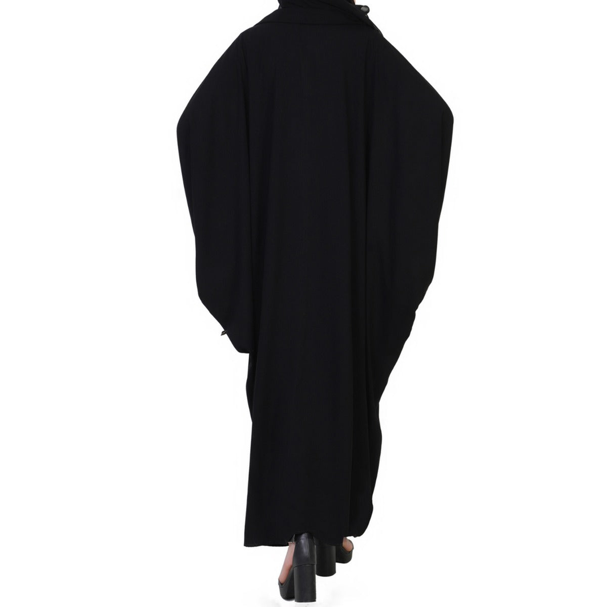 Elegant Designs of Burqa: Front Open Kaftan with Lace Placket and Matching Stole