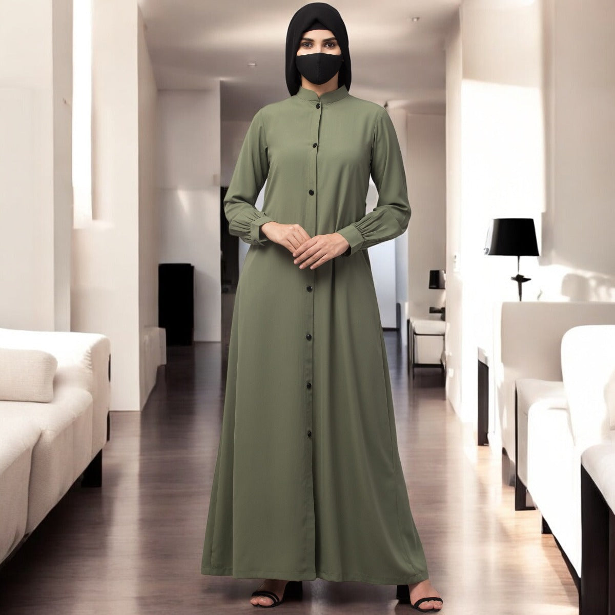 Front Open Abaya With Pockets