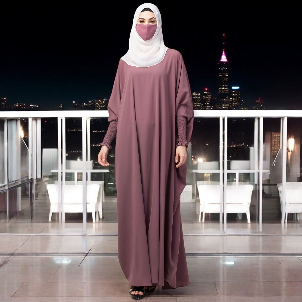 Kaftan Abaya With Elasticated Sleeves