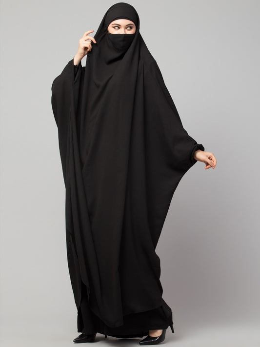Full Length- Single Piece Jilbab With Adjustable Mouthpiece in Firdaus Fabric