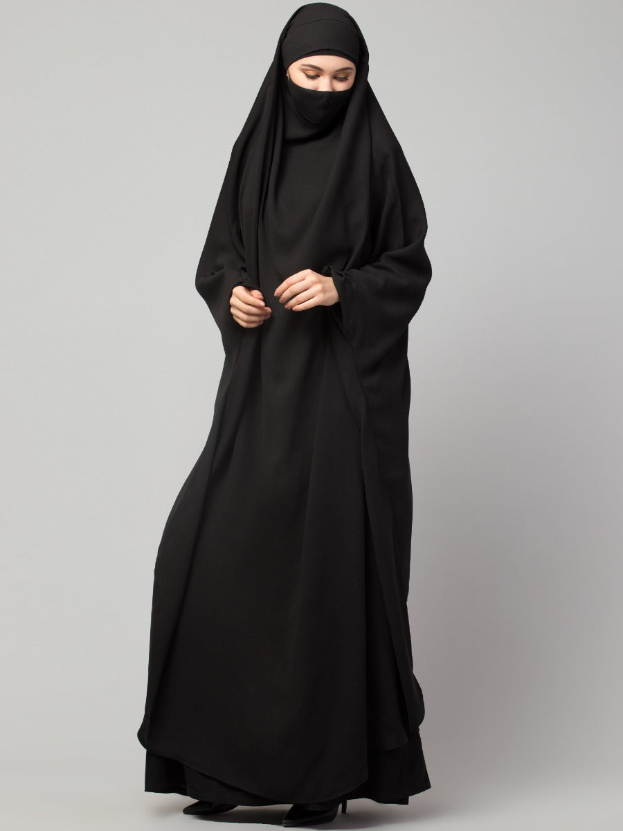 Full Length- Single Piece Jilbab With Adjustable Mouthpiece in Firdaus Fabric