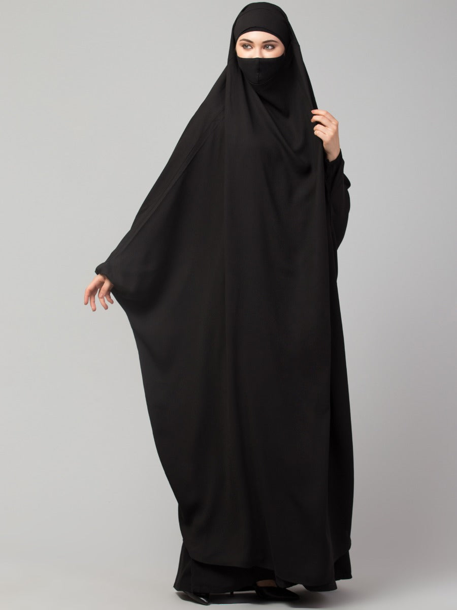 Full Length- Single Piece Jilbab With Adjustable Mouthpiece in Firdaus Fabric