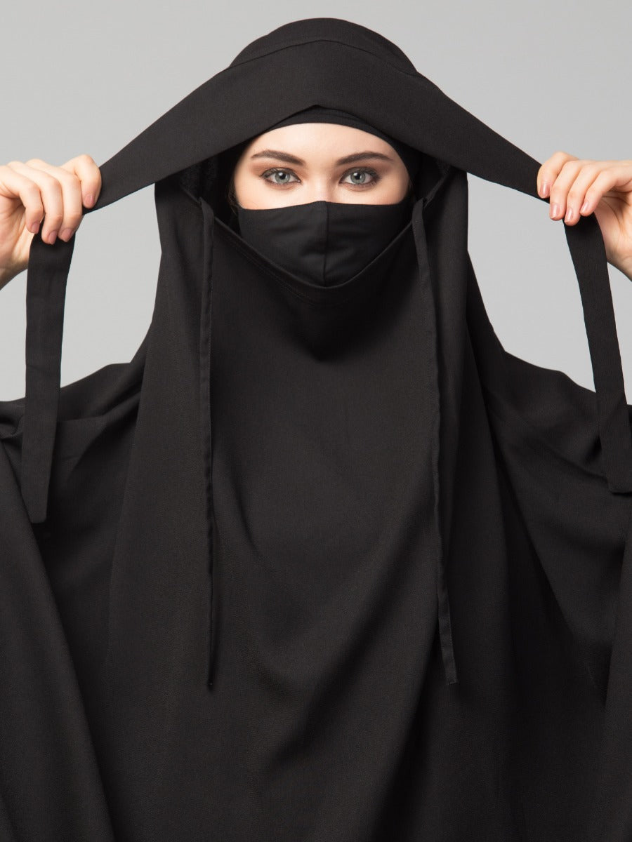 Full Length- Single Piece Jilbab With Adjustable Mouthpiece in Firdaus Fabric
