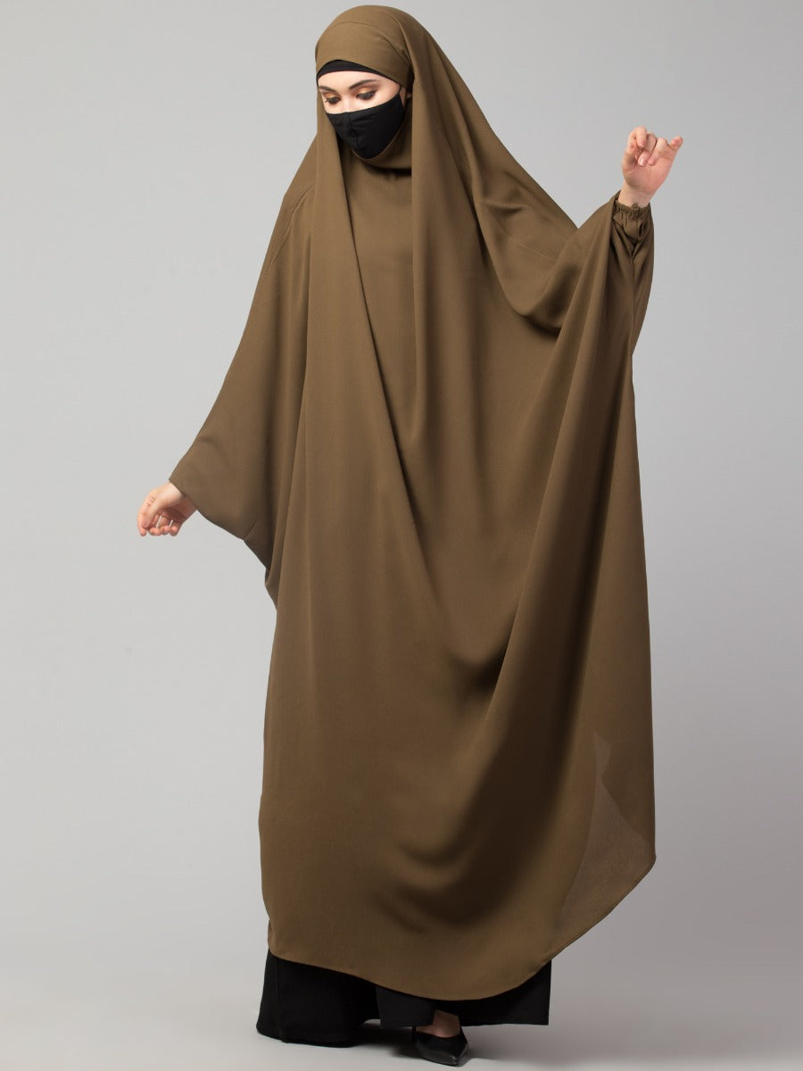 Full Length- Single Piece Jilbab With Adjustable Mouthpiece in Firdaus Fabric