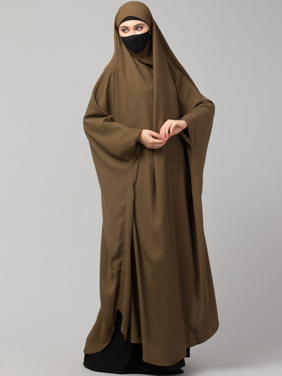 Full Length- Single Piece Jilbab With Adjustable Mouthpiece in Firdaus Fabric