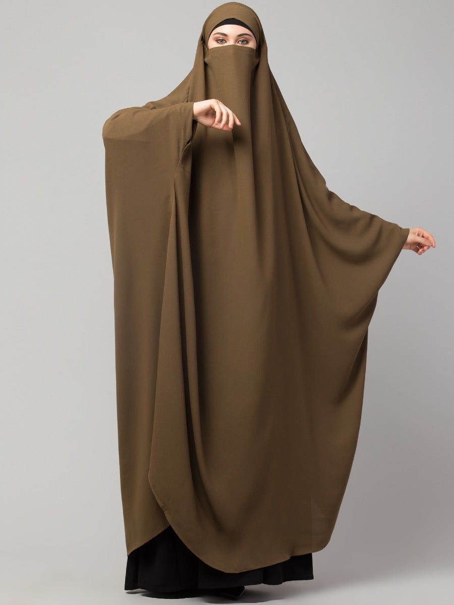 Full Length- Single Piece Jilbab With Adjustable Mouthpiece in Firdaus Fabric