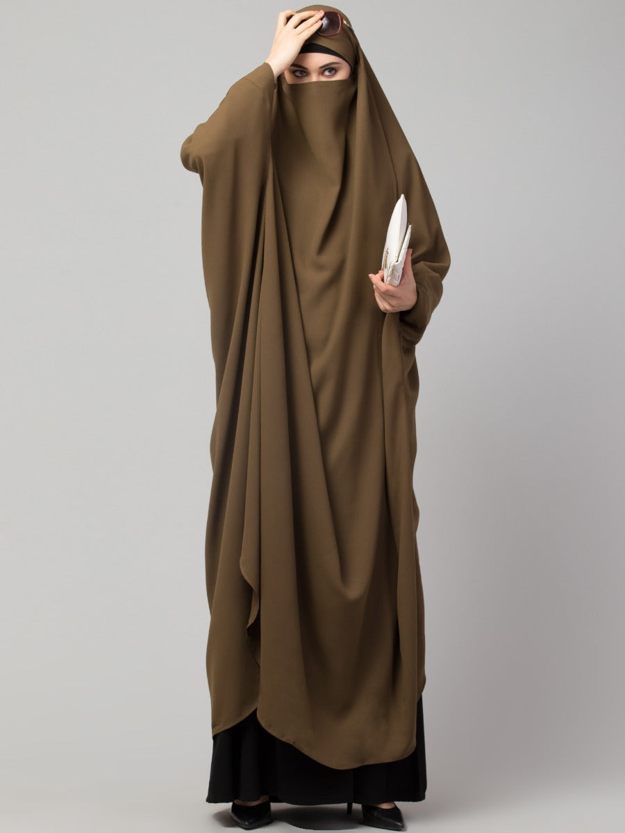 Full Length- Single Piece Jilbab With Adjustable Mouthpiece in Firdaus Fabric