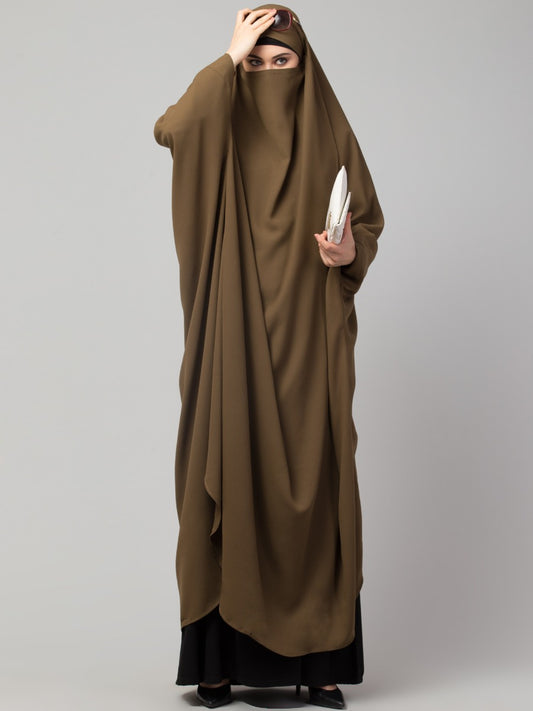 Full Length- Single Piece Jilbab With Adjustable Mouthpiece in Firdaus Fabric