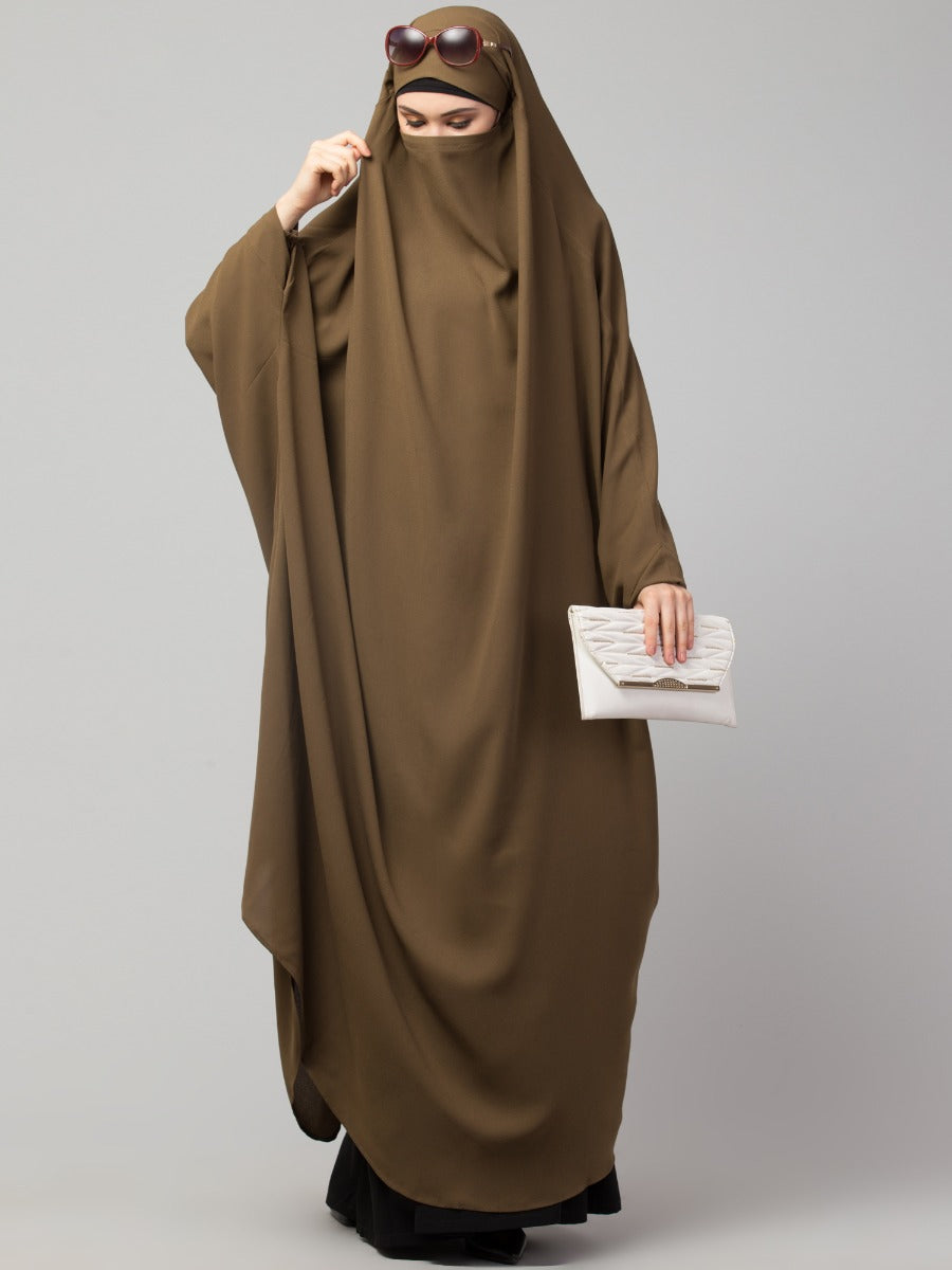Full Length- Single Piece Jilbab With Adjustable Mouthpiece in Firdaus Fabric