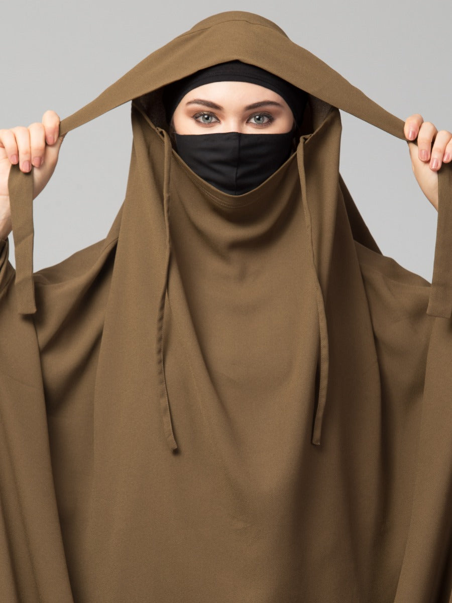 Full Length- Single Piece Jilbab With Adjustable Mouthpiece in Firdaus Fabric