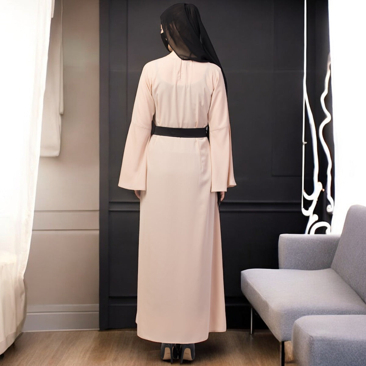 Designer Abaya With Pleats & Belt