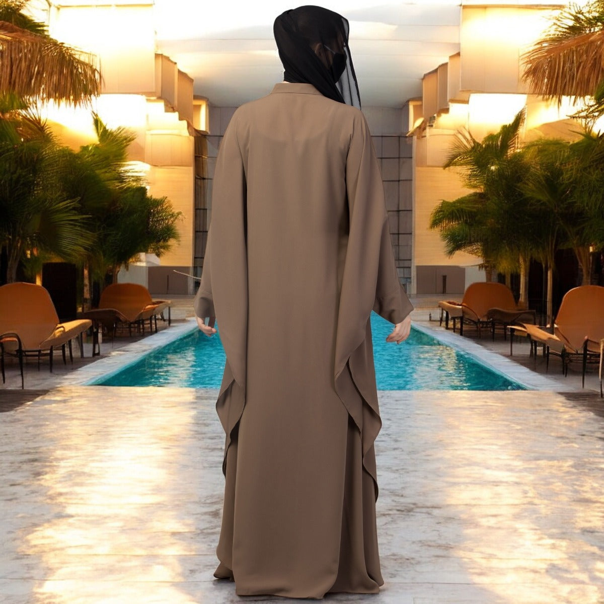Front Open Kaftan Abaya With Zipper