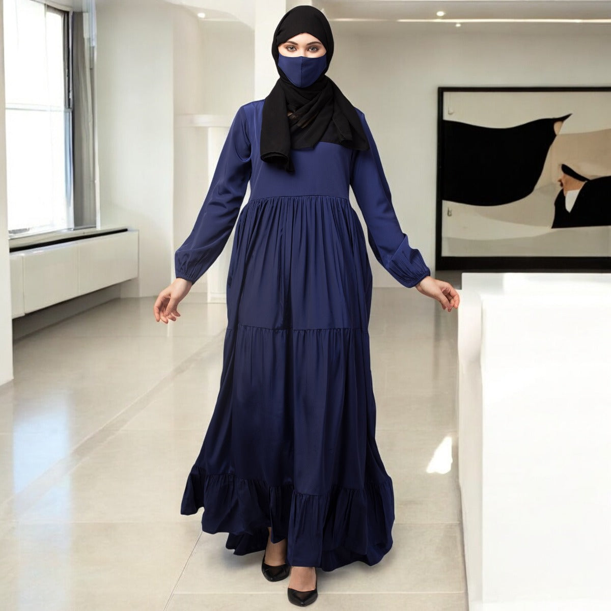 Modest Abaya Dress With Frills