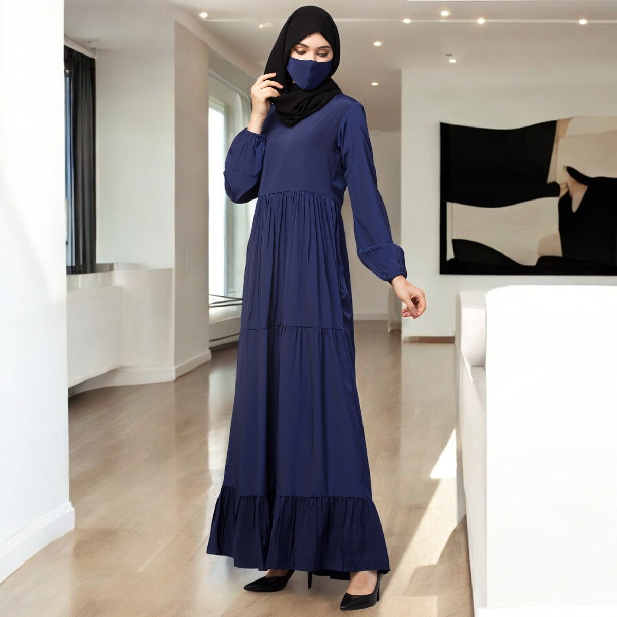 Modest Abaya Dress With Frills