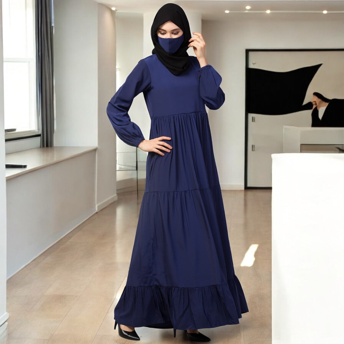 Modest Abaya Dress With Frills