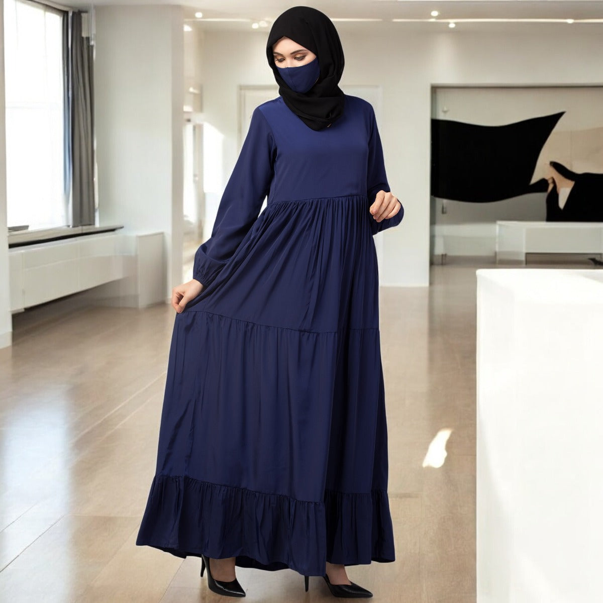 Modest Abaya Dress With Frills