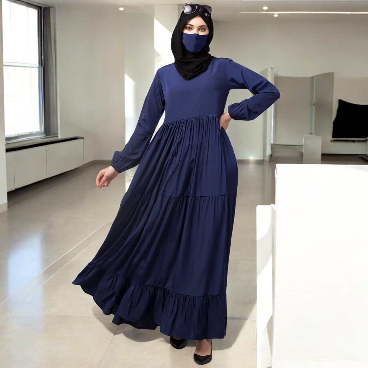 Modest Abaya Dress With Frills