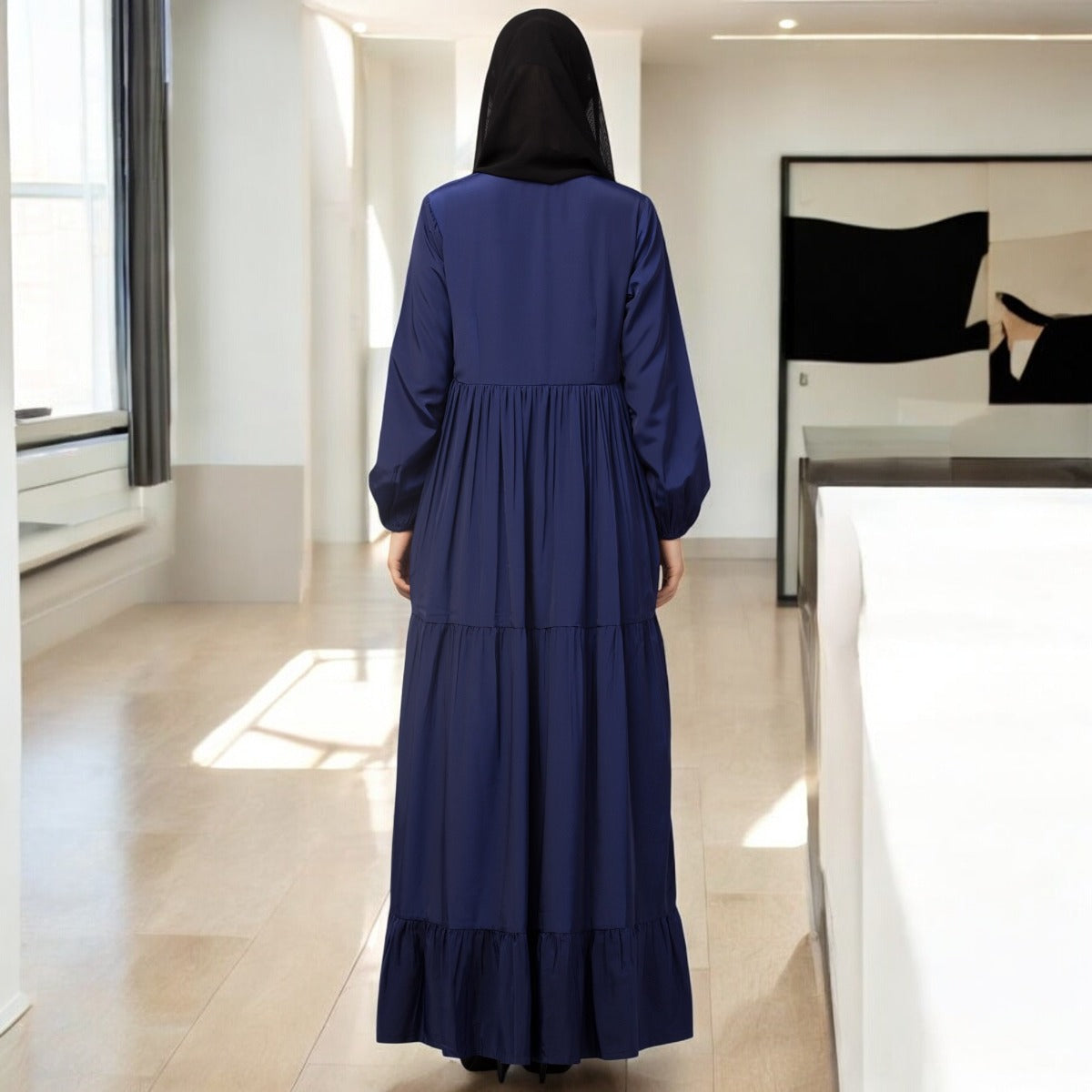 Modest Abaya Dress With Frills