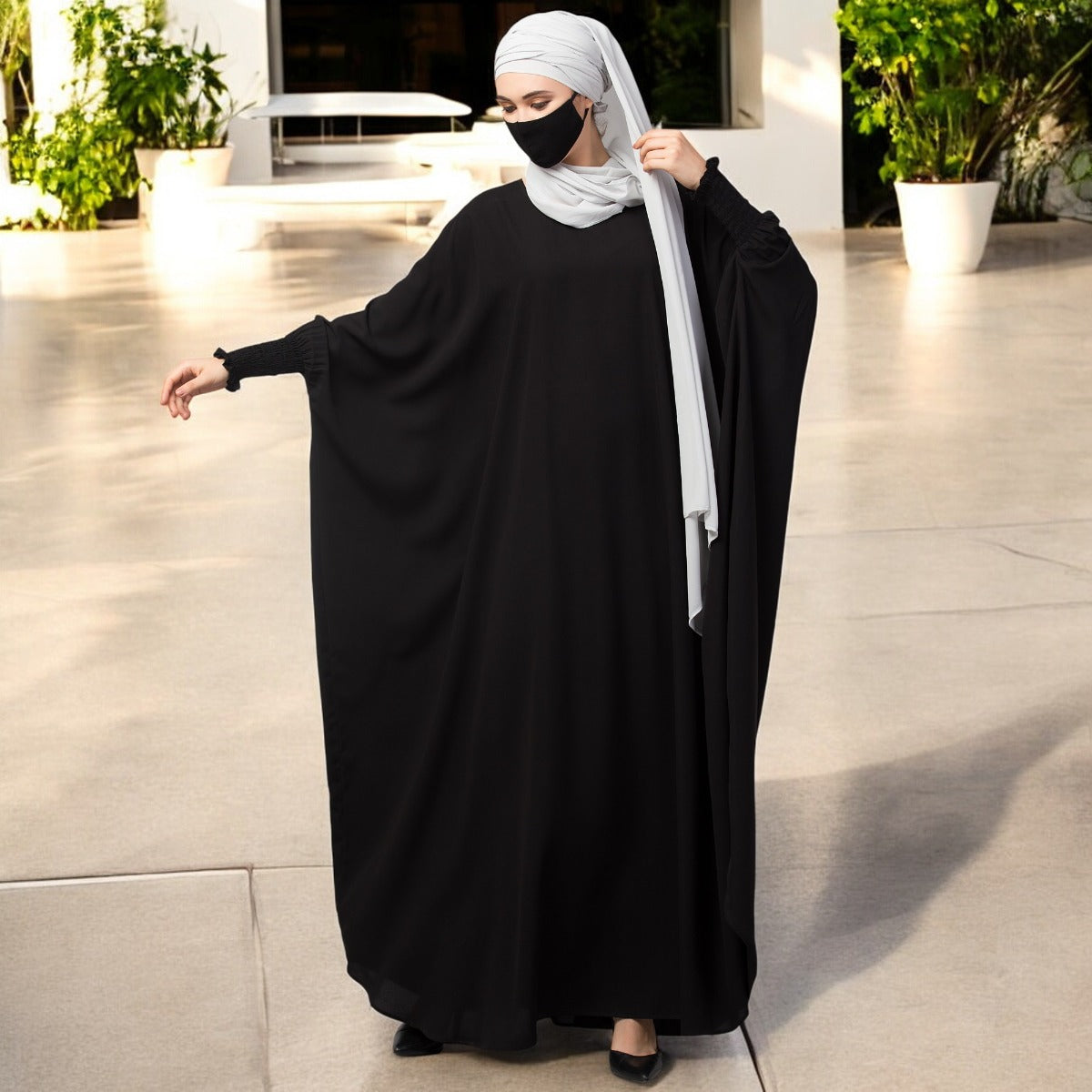 Kaftan Abaya With Elasticated Sleeves