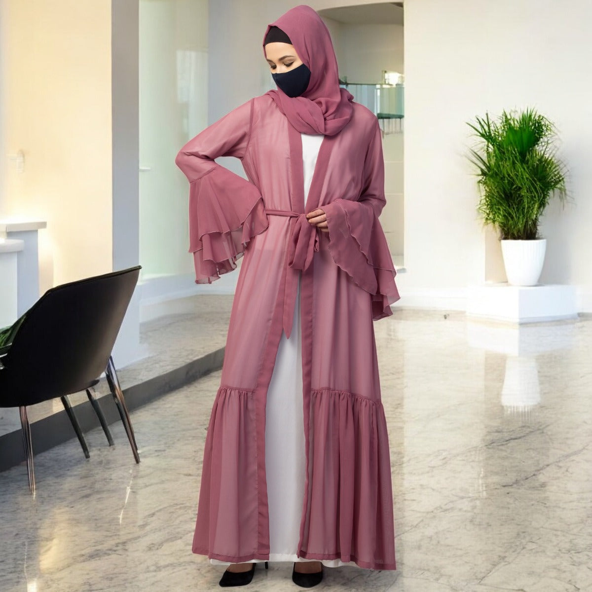 Abaya With Designer Georgette Shrug
