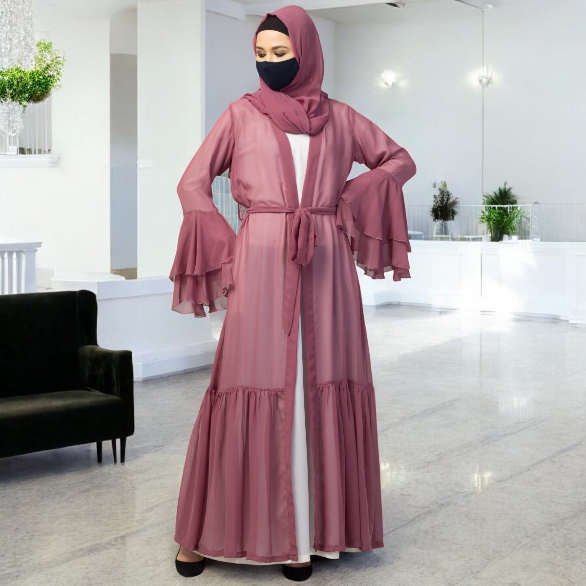 Abaya With Designer Georgette Shrug