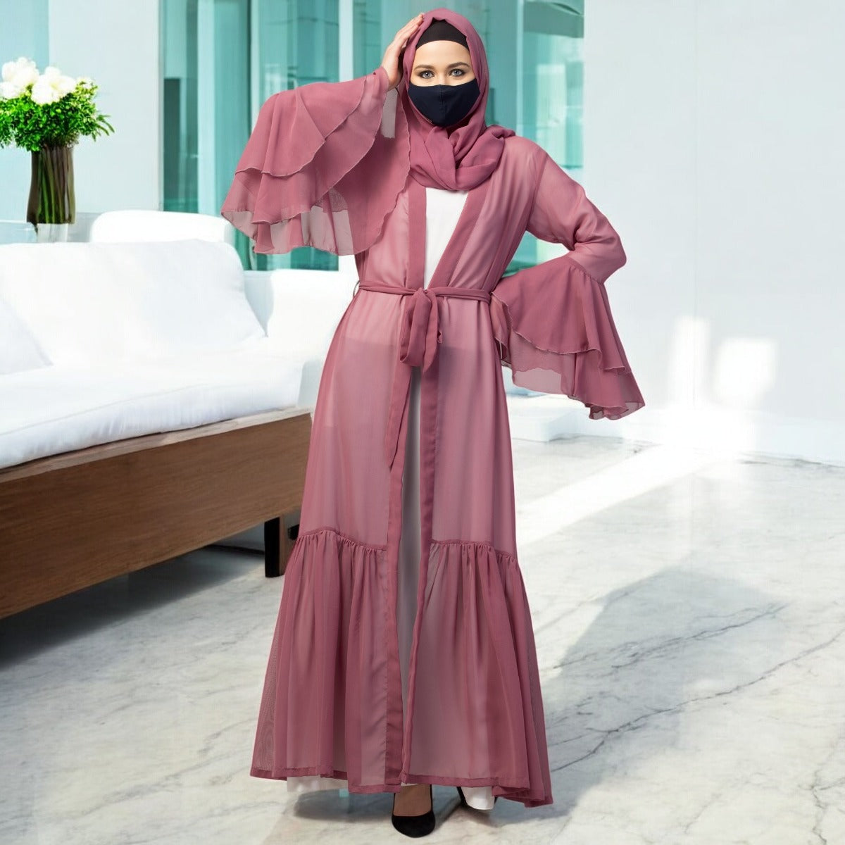Abaya With Designer Georgette Shrug