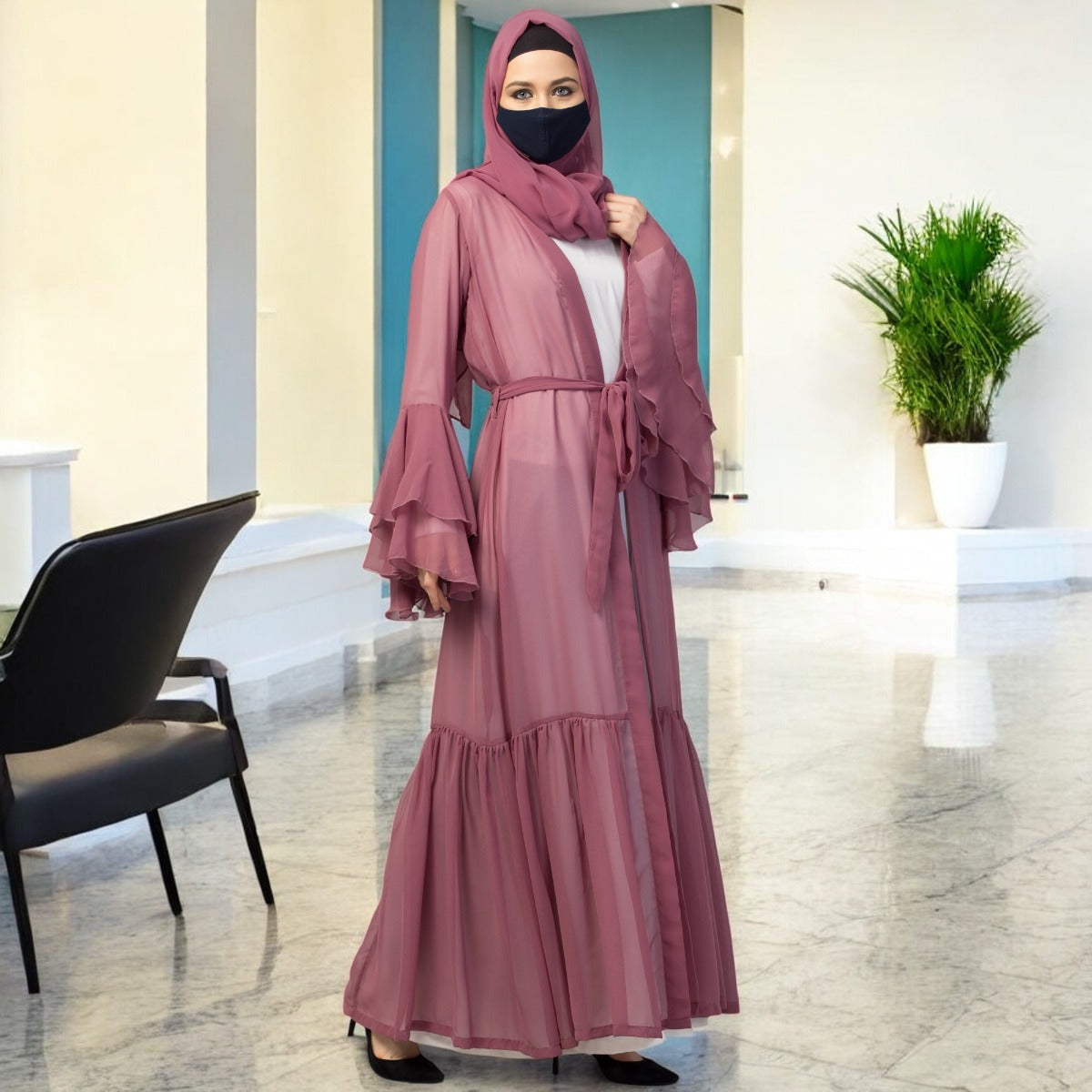 Abaya With Designer Georgette Shrug
