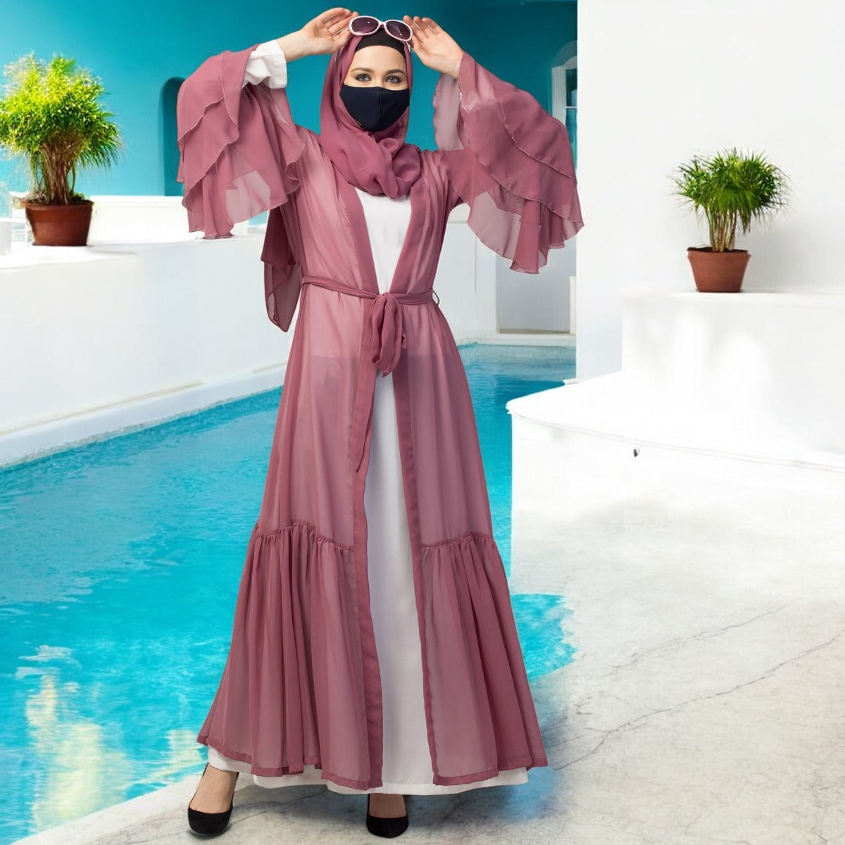 Abaya With Designer Georgette Shrug
