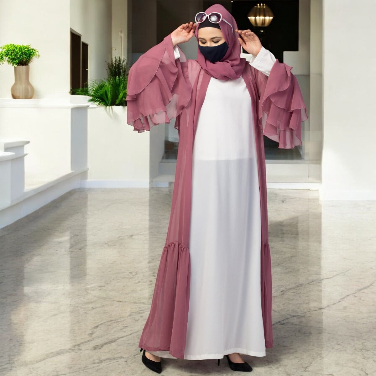 Abaya With Designer Georgette Shrug