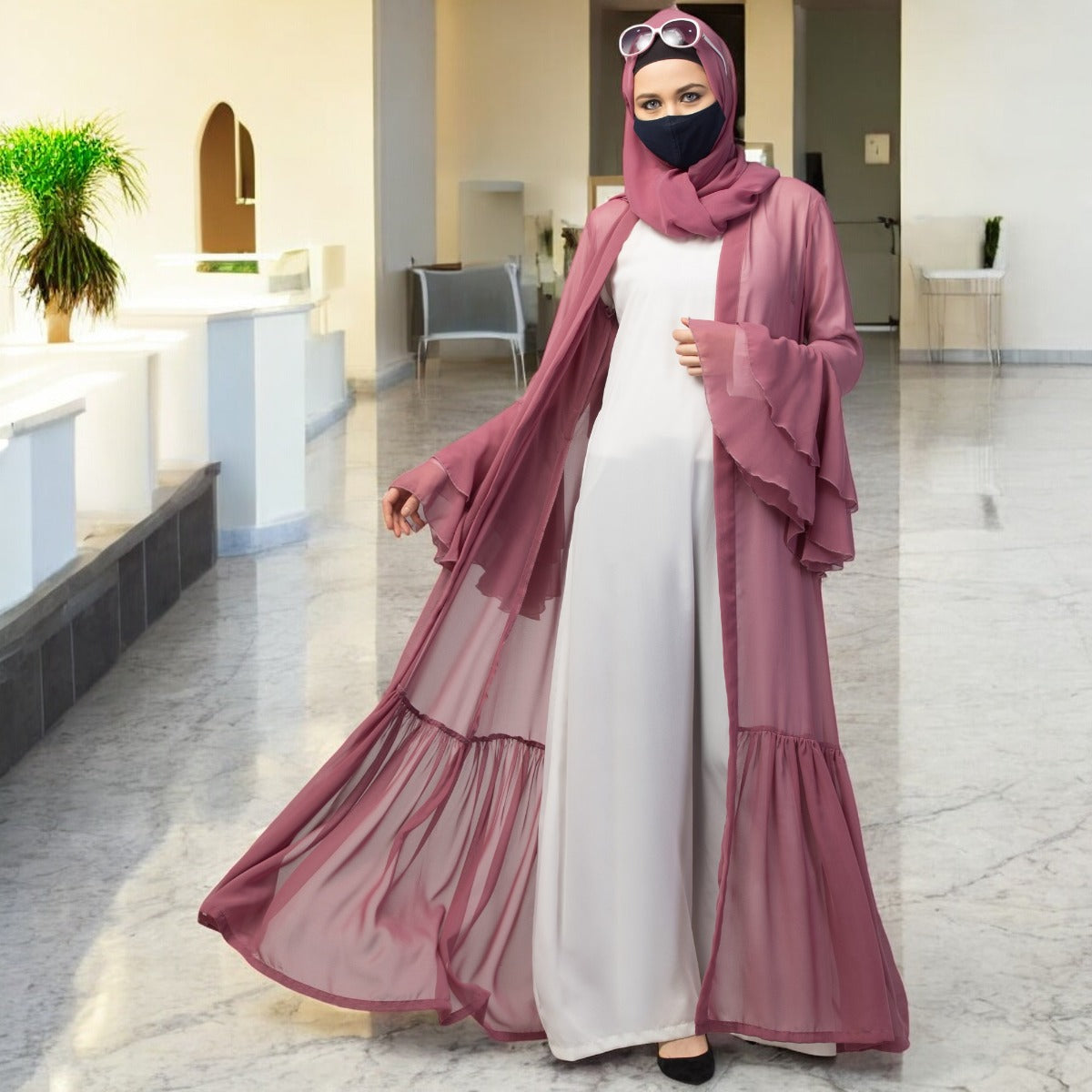 Abaya With Designer Georgette Shrug