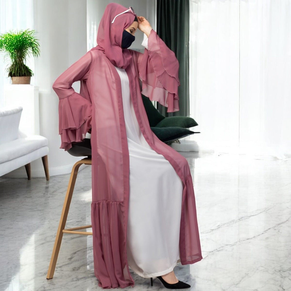 Abaya With Designer Georgette Shrug