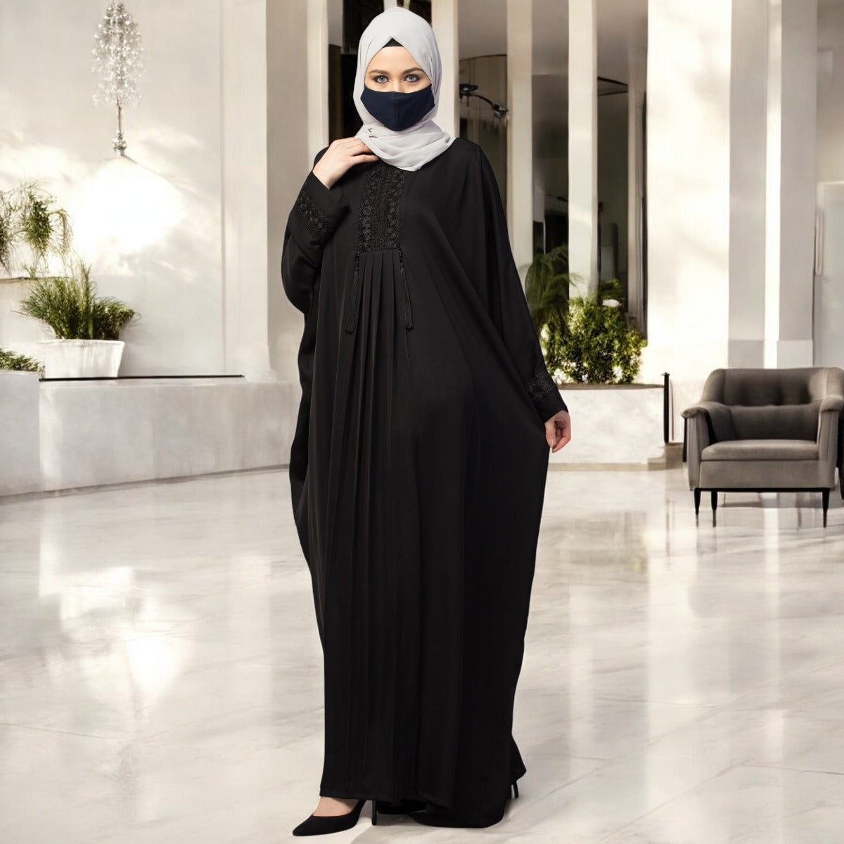 Designer Kaftan Abaya With Lacework & Tussels