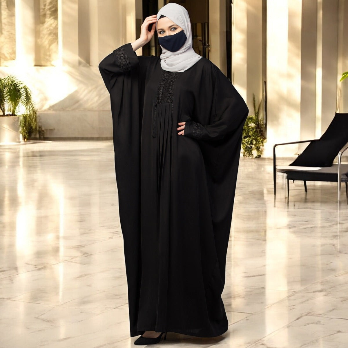 Designer Kaftan Abaya With Lacework & Tussels