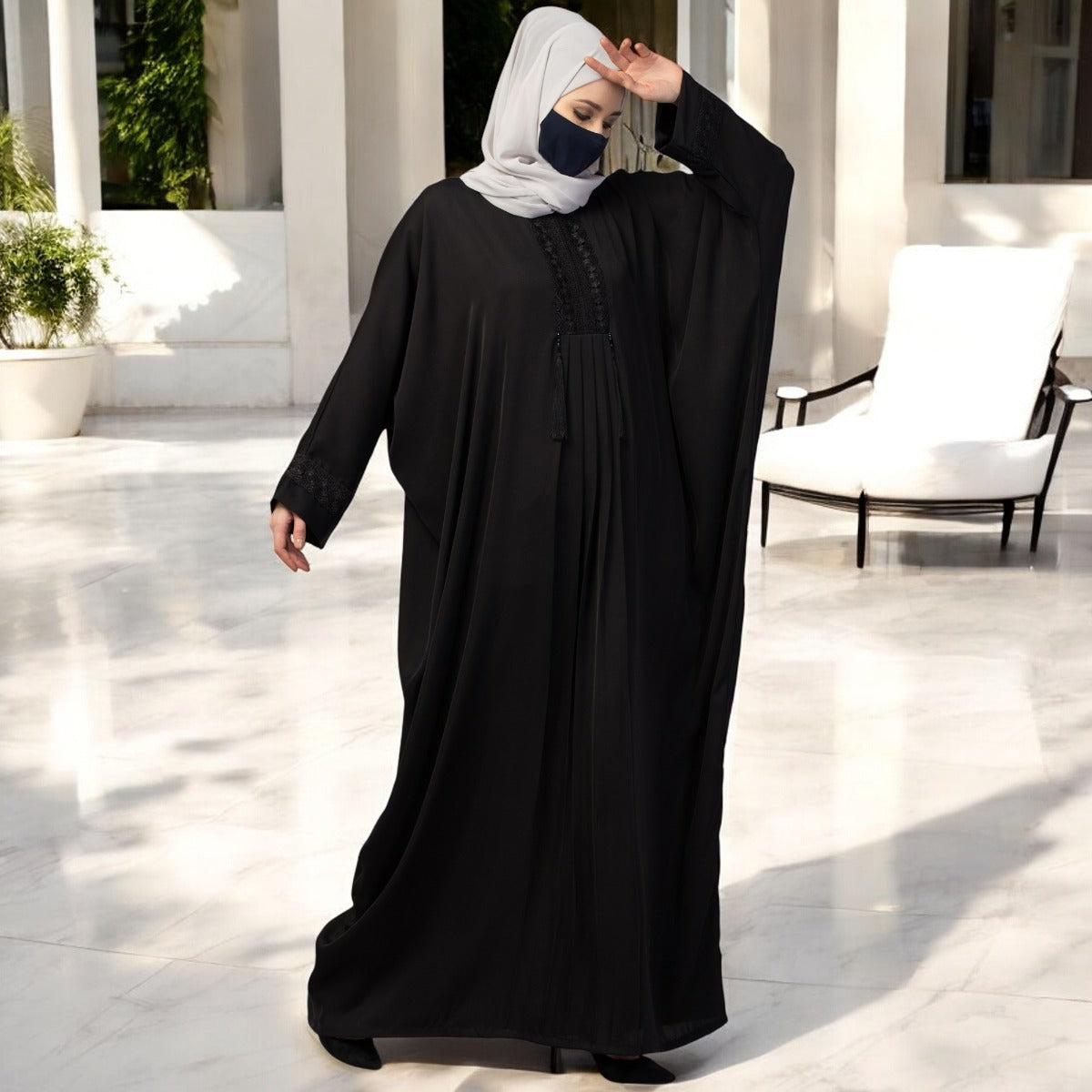 Designer Kaftan Abaya With Lacework & Tussels
