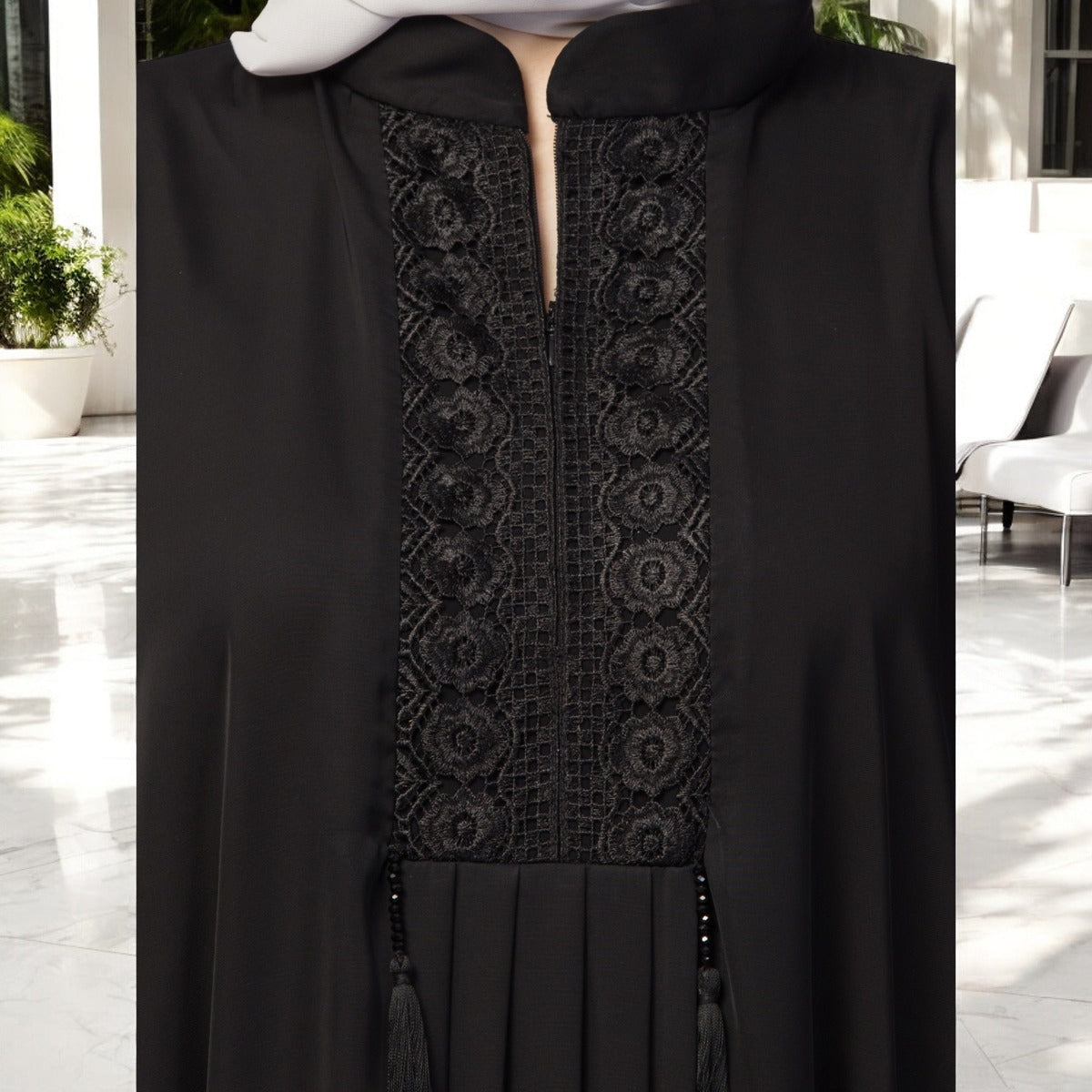 Designer Kaftan Abaya With Lacework & Tussels