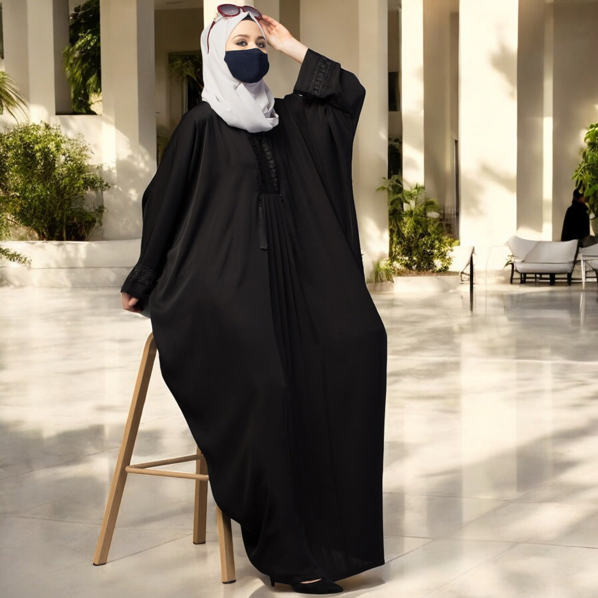 Designer Kaftan Abaya With Lacework & Tussels