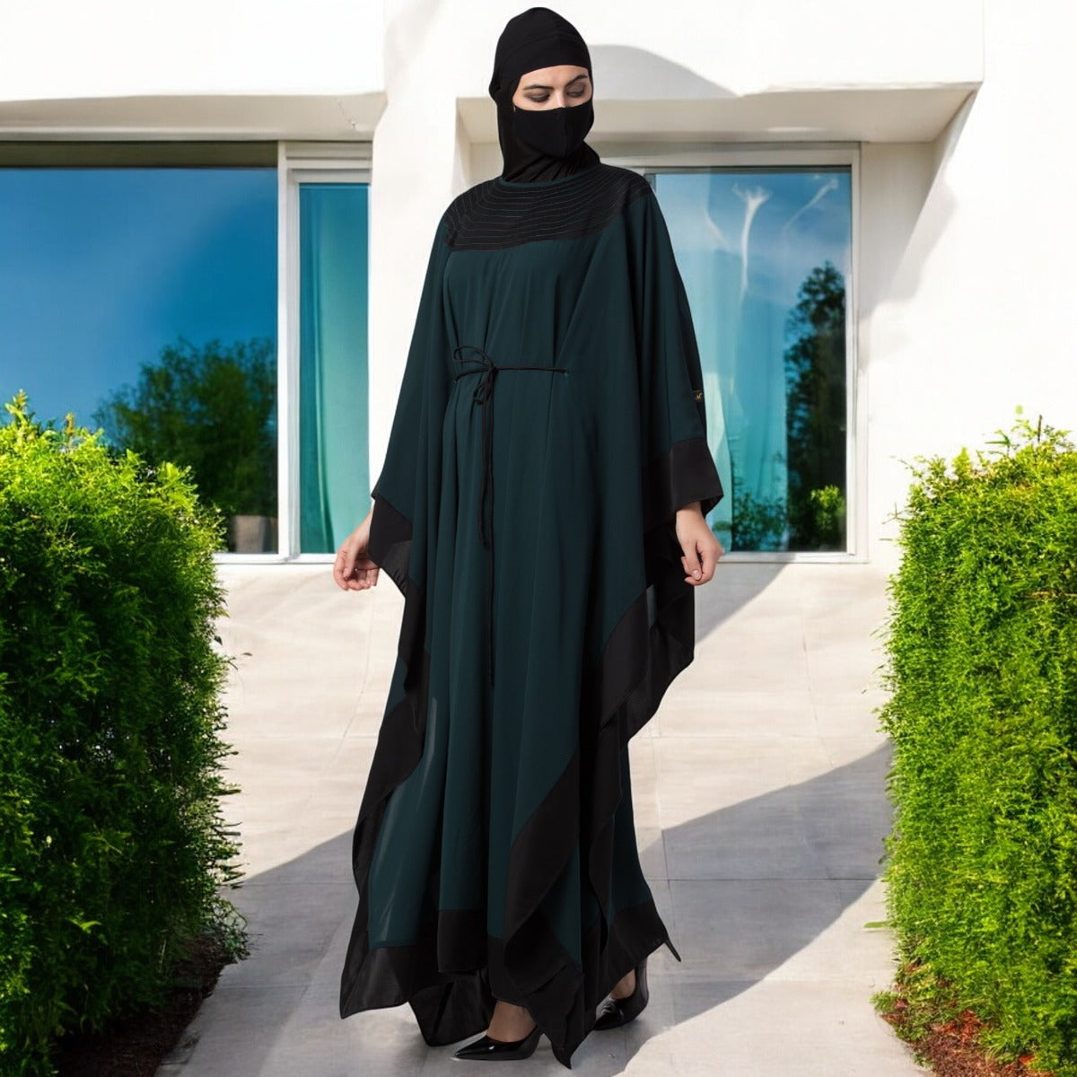 Bashariya-Elegant and Designer Kaftan Abaya With Thread work In Dual Color