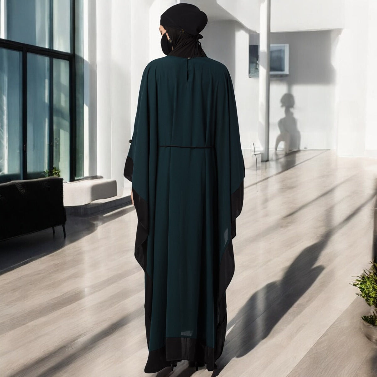Bashariya-Elegant and Designer Kaftan Abaya With Thread work In Dual Color
