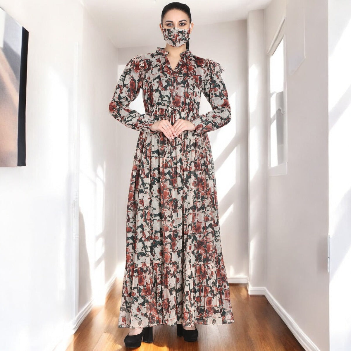 Bashariya-Modest and Pretty Dress Made In Printed Chiffon