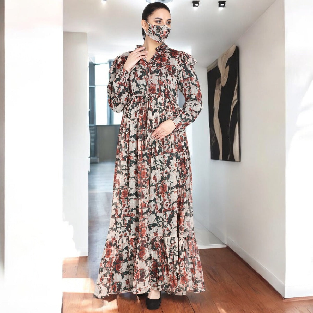 Bashariya-Modest and Pretty Dress Made In Printed Chiffon