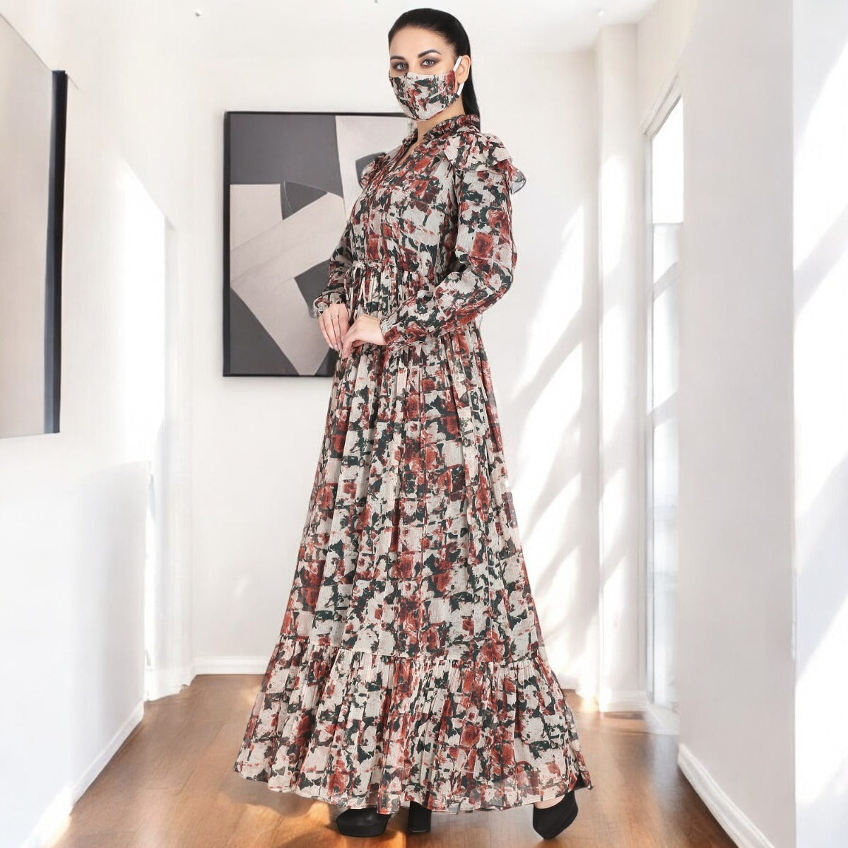 Bashariya-Modest and Pretty Dress Made In Printed Chiffon