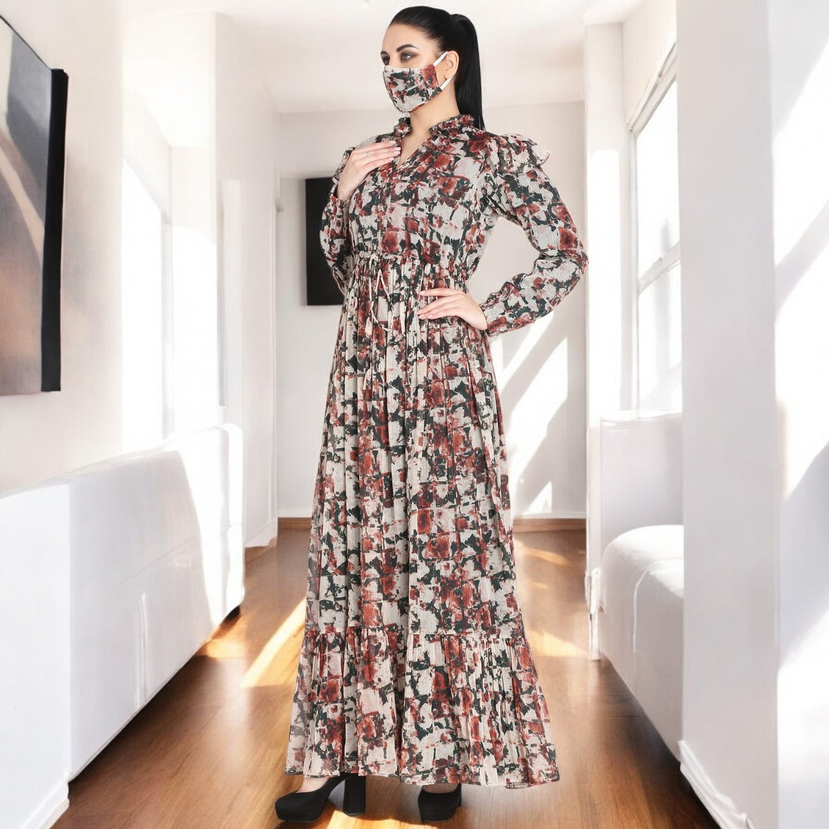 Bashariya-Modest and Pretty Dress Made In Printed Chiffon