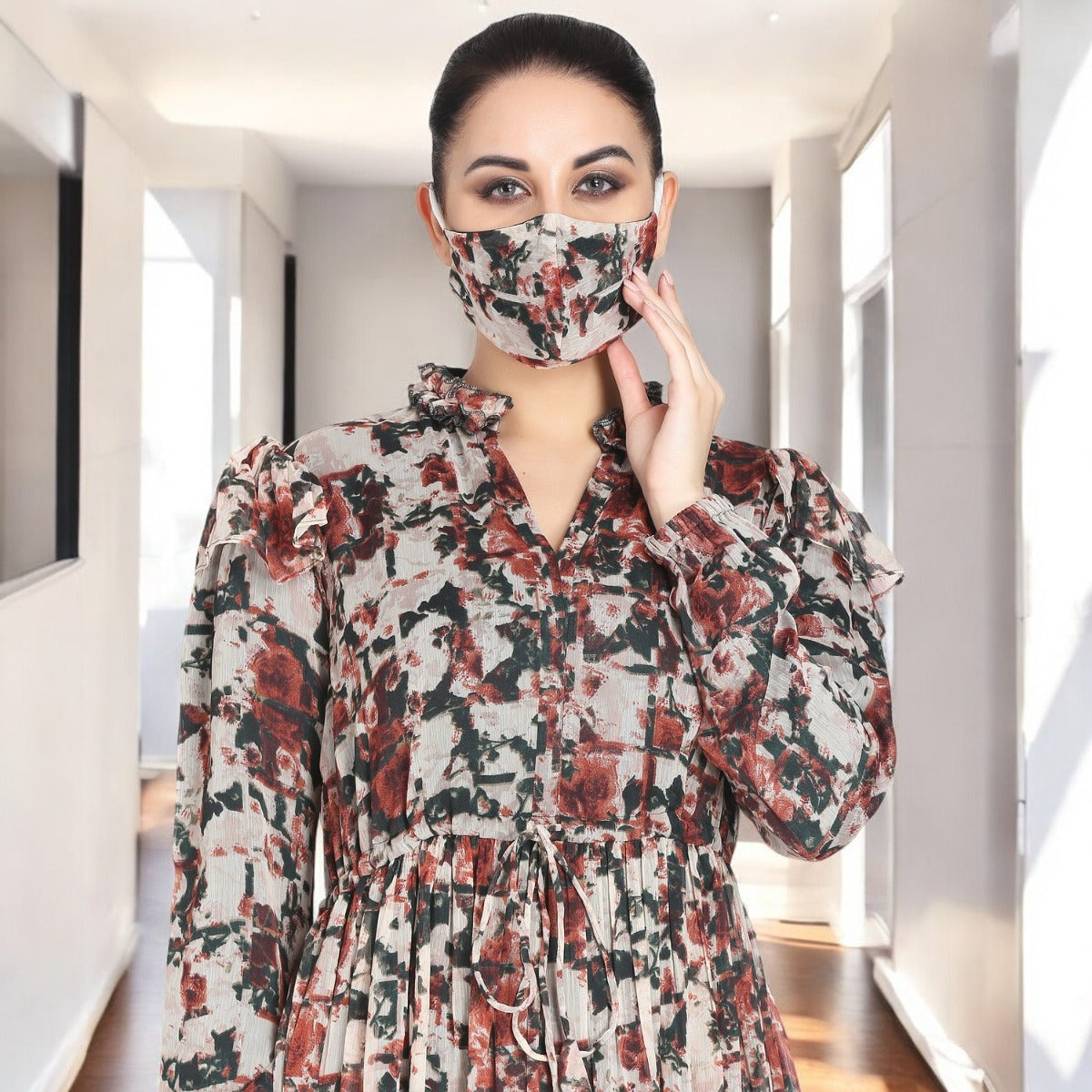 Bashariya-Modest and Pretty Dress Made In Printed Chiffon
