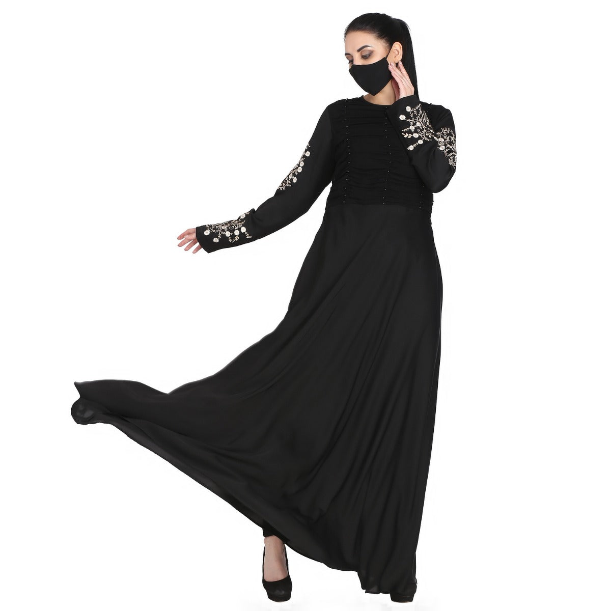 Bashariya-Designer Dress In Abaya Fit With Embroidery