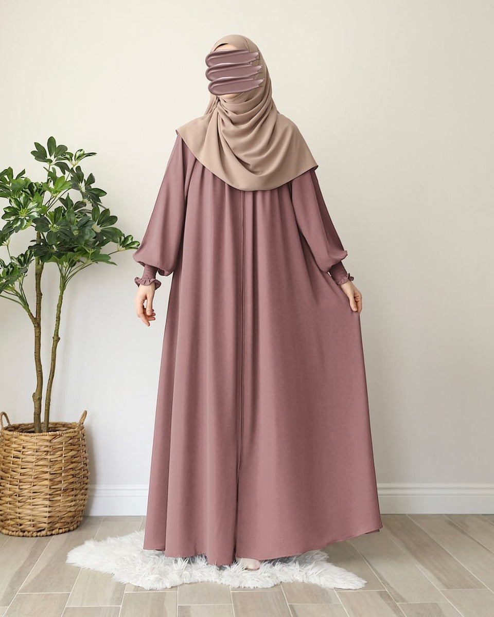 Turkish Style Front-Open Abaya with Full Zipper