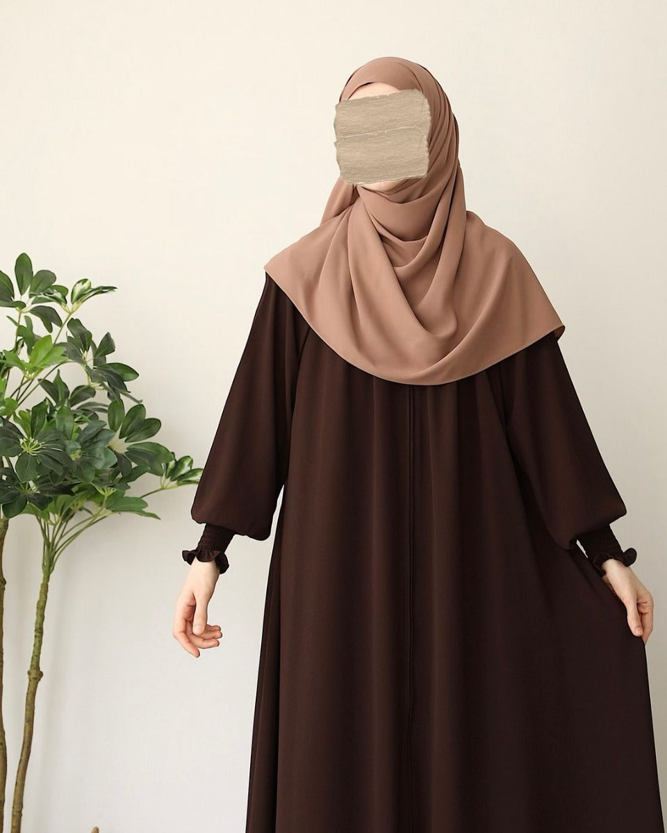 Turkish Style Front-Open Abaya with Full Zipper