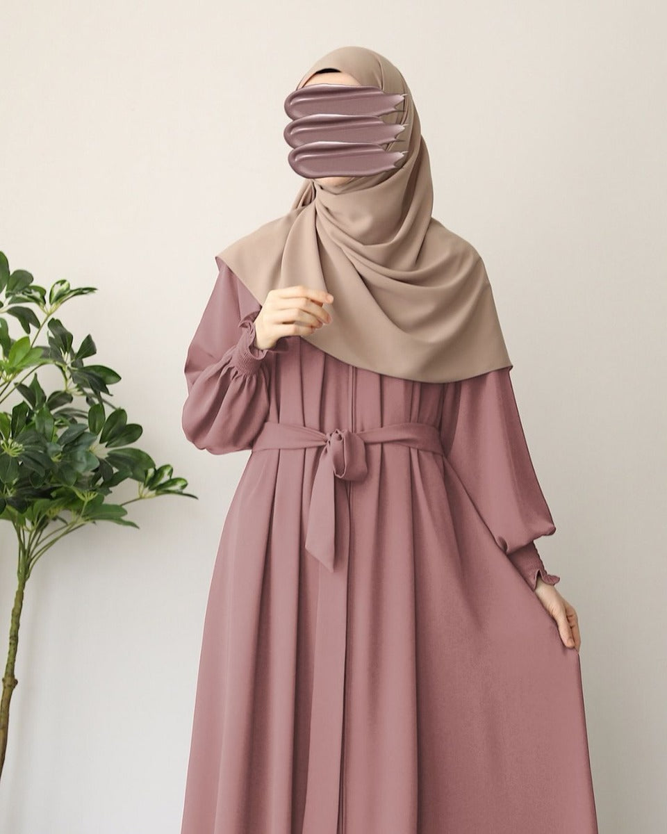 Turkish Style Front-Open Abaya with Full Zipper
