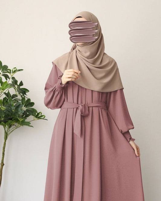 Turkish Style Front-Open Abaya with Full Zipper