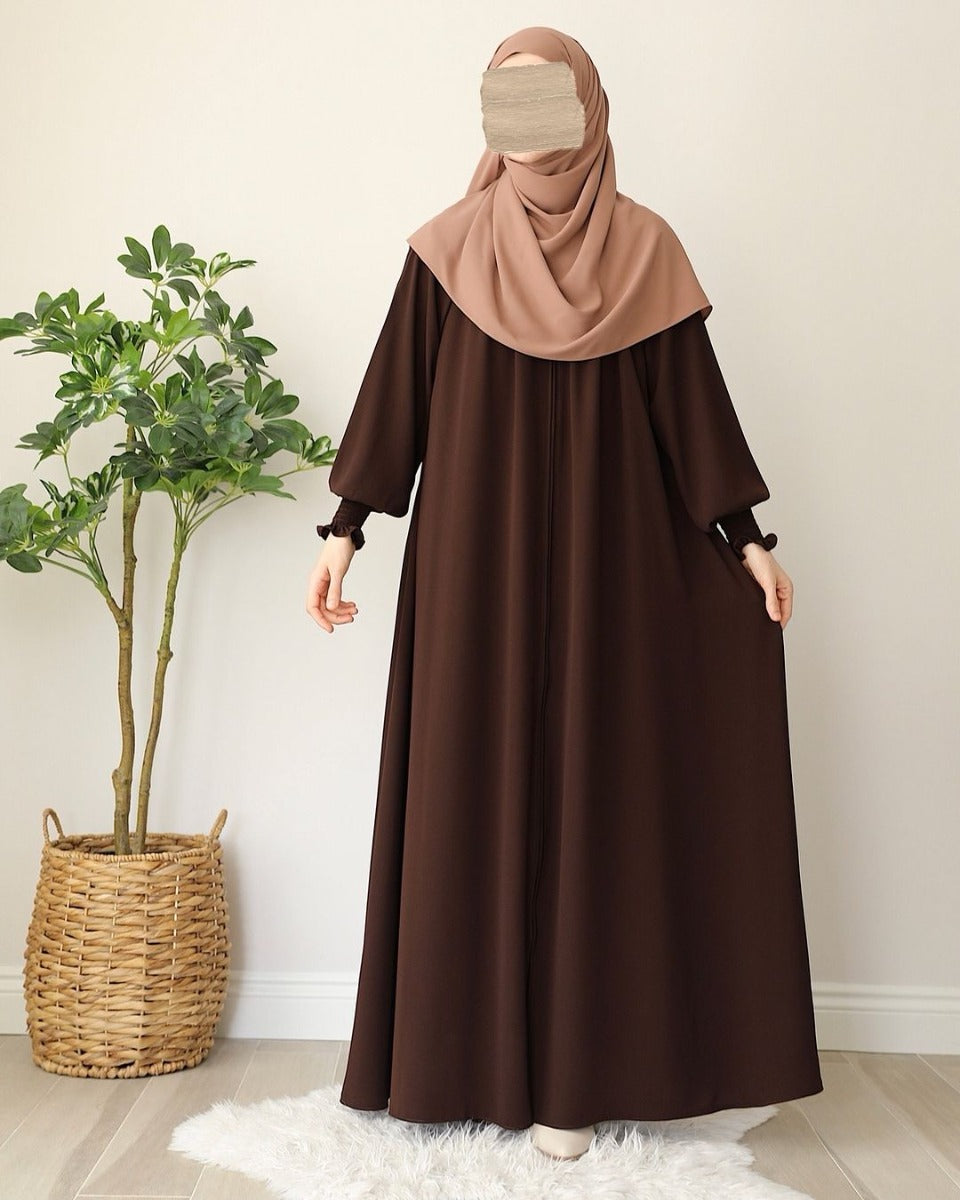 Turkish Style Front-Open Abaya with Full Zipper